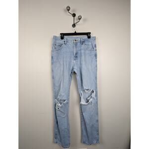 Vintage Wrangler Relaxed Straight Fit Jeans Light‎ Wash Distressed 34x34